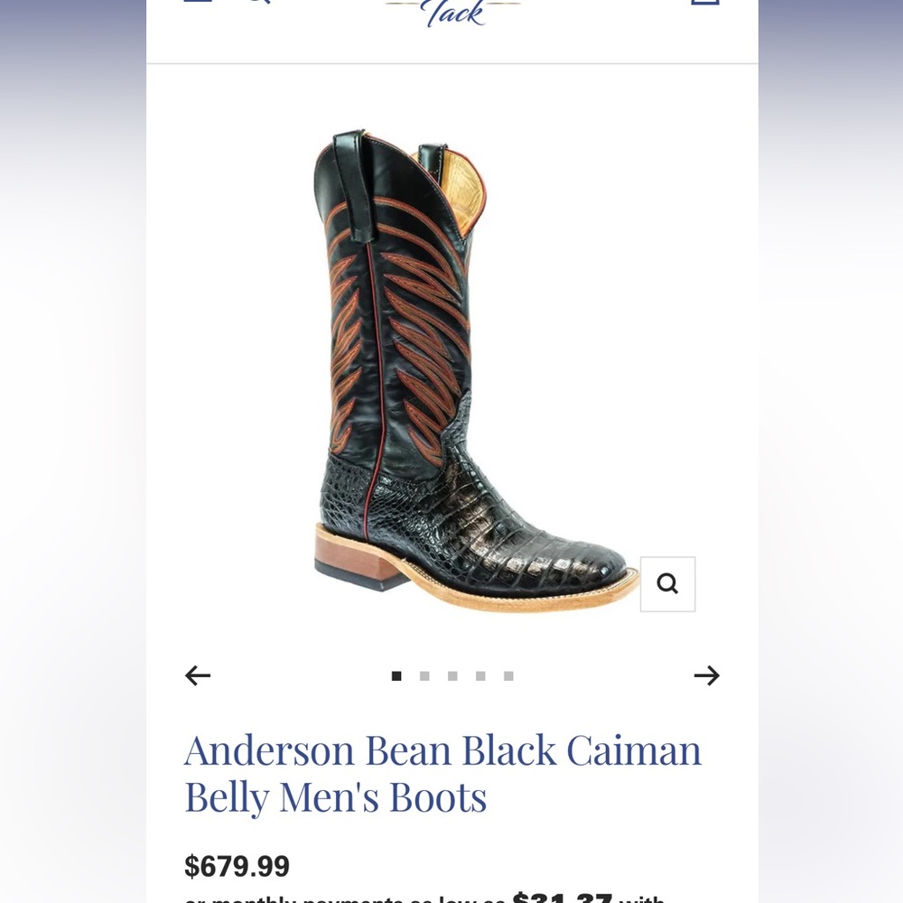 Anderson Bean Black and Brown Caiman Boots